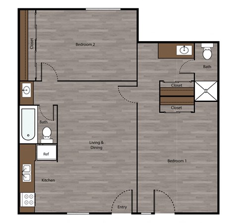a floor plan of a bedroom apartment